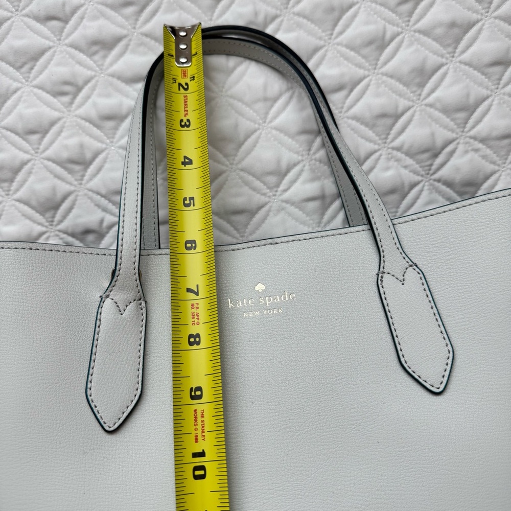 NWT Kate Spade Harper Satchel Bag in Moonlight Gray Leather Navy Interior. - Picture 12 of 16